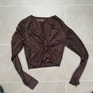 Abercrombie Metallic Crop Long Sleeve S